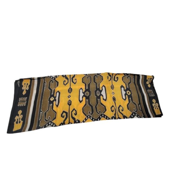 Mustard Yellow Handpainted Square Silk Scarf  - NEW - Picture 6 of 9